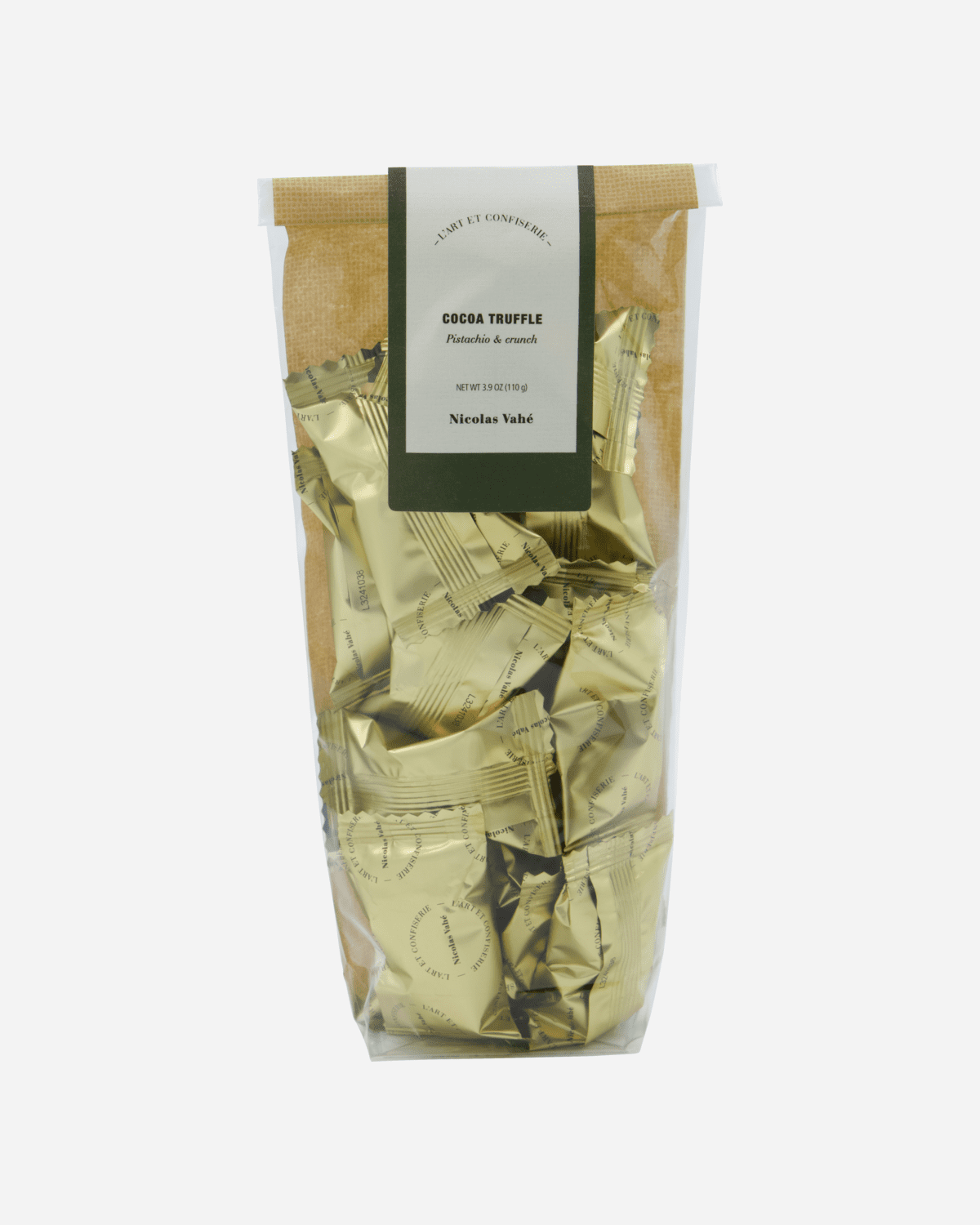 Cocoa truffle with pistachio and crunch