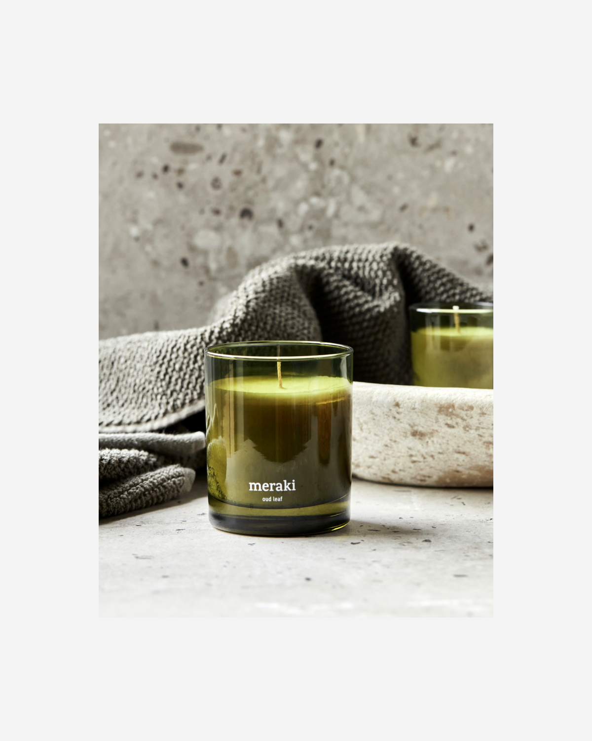 Scented candle, Oud leaf, Green