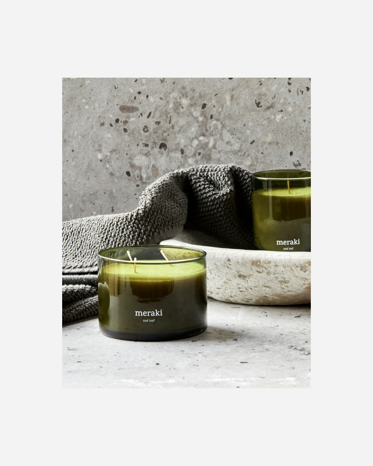 Scented candle, Oud leaf, Green